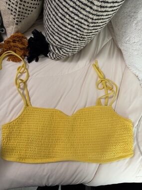 Abercrombie & Fitch Yellow Smocked Tie-Strap Camisole